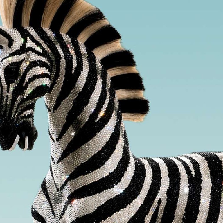 Zebra the rocking horse has more than 82,000 Swarovski crystals applied by hand.