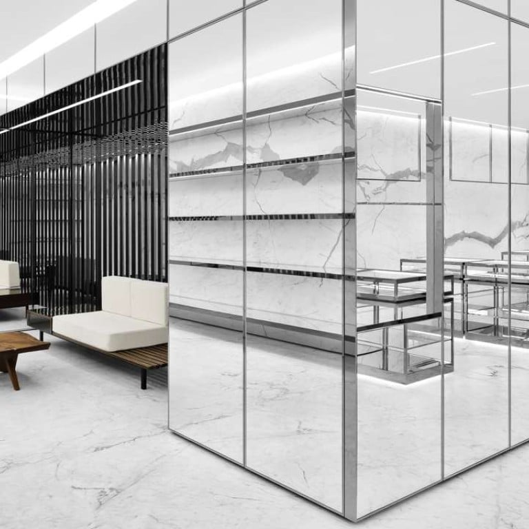 Saint Laurent’s second flagship store in Ginza is a sophisticated world of marble, brass and glass.