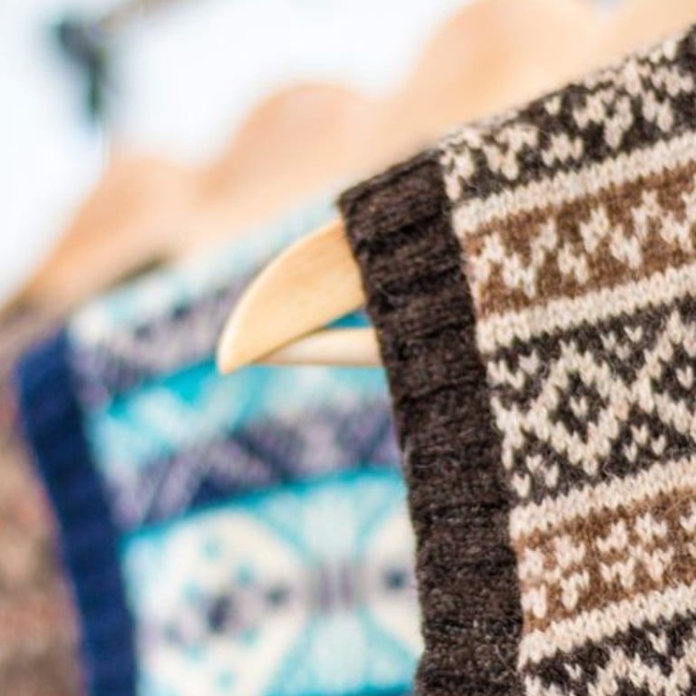 Sweaters hang in Ventrillon’s studio. Photo: Bloomberg