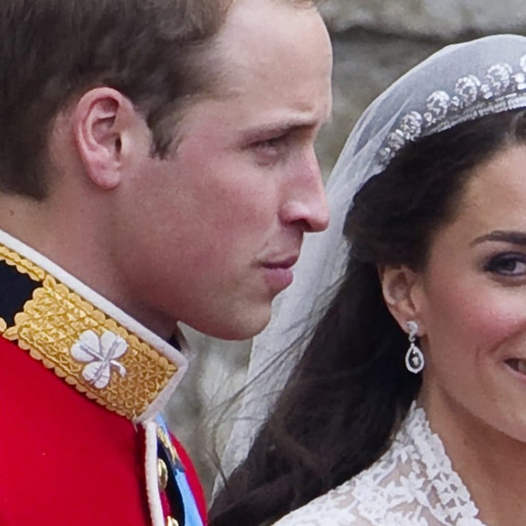 Catherine Duchess of Cambridge and Britain's Prince William, leaving Westminster Abbey after their wedding ceremony. The Duchess wore a Cartier tiara on her wedding day. Photo: EPA