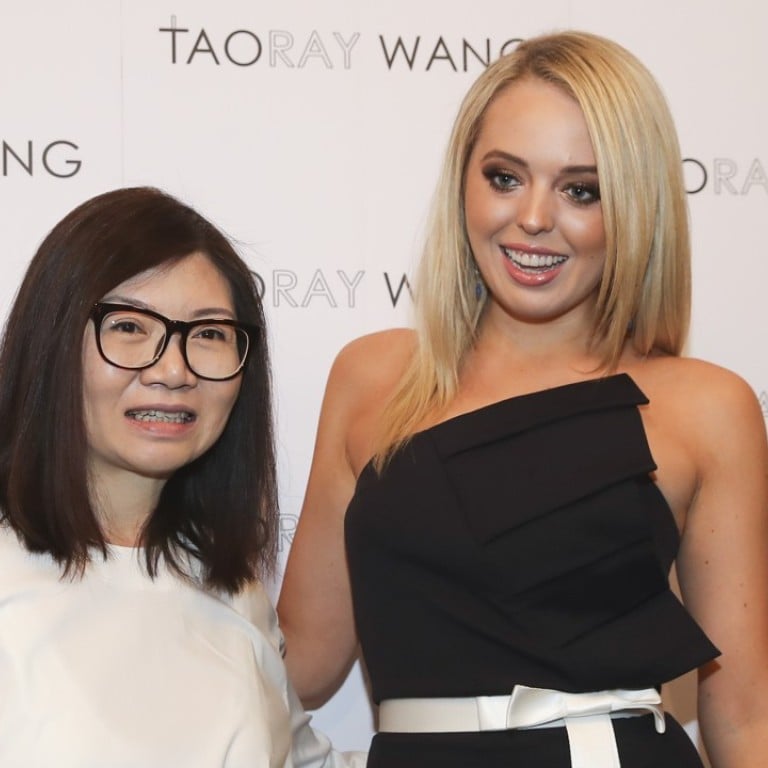 Wang Tao and Tiffany Trump pose for photos backstage before the Taoray Wang show during the New York Fashion Week. Photo: Xinhua