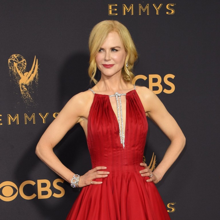 Bright rainbow colours and sleek silver showed up for the Emmy awards red carpet, as Hollywood’s best and brightest took a twirl down television’s top runway