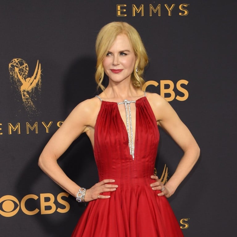 Bright rainbow colours and sleek silver showed up for the Emmy awards red carpet, as Hollywood’s best and brightest took a twirl down television’s top runway