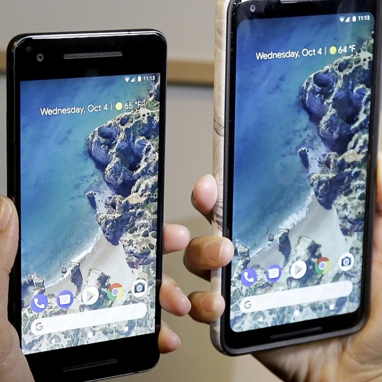 The Google Pixel 2 smartphone (left) alongside a Pixel 2 XL phone, which come with easy access to useful Google services. Photo: AP