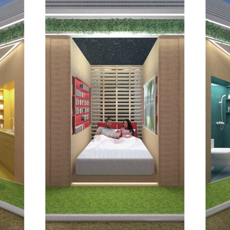 The smart pod comes with electricity, energy and plant growing capabilities.