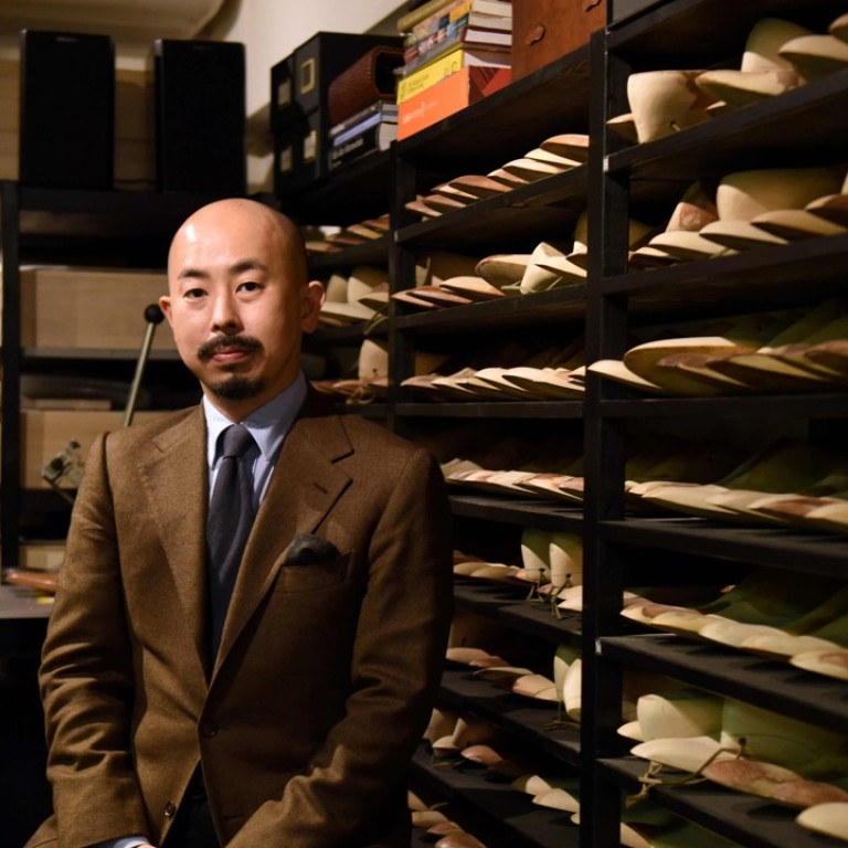 Japanese master shoemaker Yohei Fukuda in his workshop in Tokyo. Photo: AFP