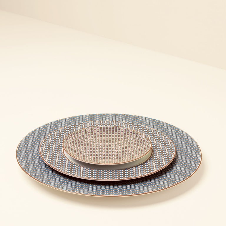 Check out these fine Champagne flutes, crystal decanter and porcelain dinnerware