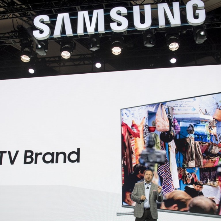 Joe Stinziano, executive vice-president of Samsung Electronics America, speaks at the company’s keynote presentation during the 2018 Consumer Electronics Show (CES) in Las Vegas. Photo: Bloomberg