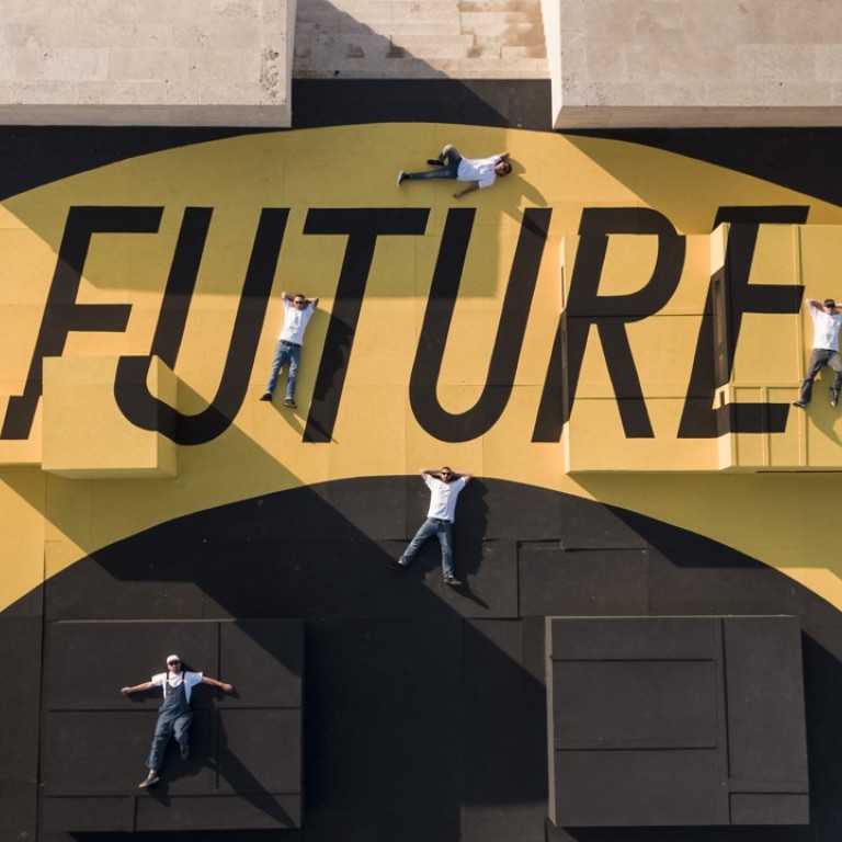 Six young street artists recruited from all over the world created Fendi’s ‘The Ring of The Future’ mural on the roof of its Rome office building. Photo: Fendi.