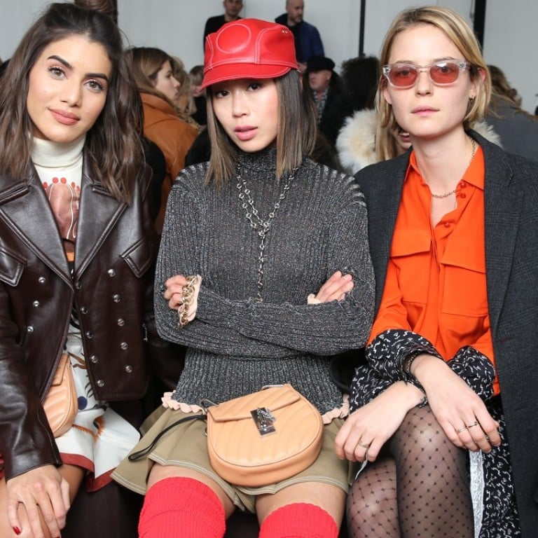 Camila Coelho, Aimee Song and Camilla Deterre at Chloé’s autumn/winter 2018 show during Paris Fashion Week
