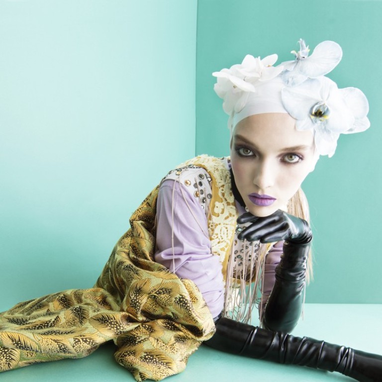 Bottega Veneta, suede dress, HK$85,000, wool top, HK$9,500; Miu Miu, yellow lace top, HK$8,550; Dries Van Noten, gold blazer, HK$72,457, red brooche, HK$4,118 | FOR STYLE ONE TIME USE ONLY