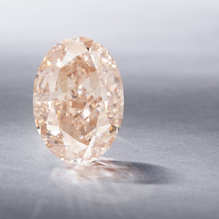 A 10.03ct Fancy Brown-Pink diamond, valued at HK$3.1 million (US$395,000) to HK$5 million, which will be offered at Bonhams Hong Kong’s Rare Jewels and Jadeite auction. Photo: Mark French
