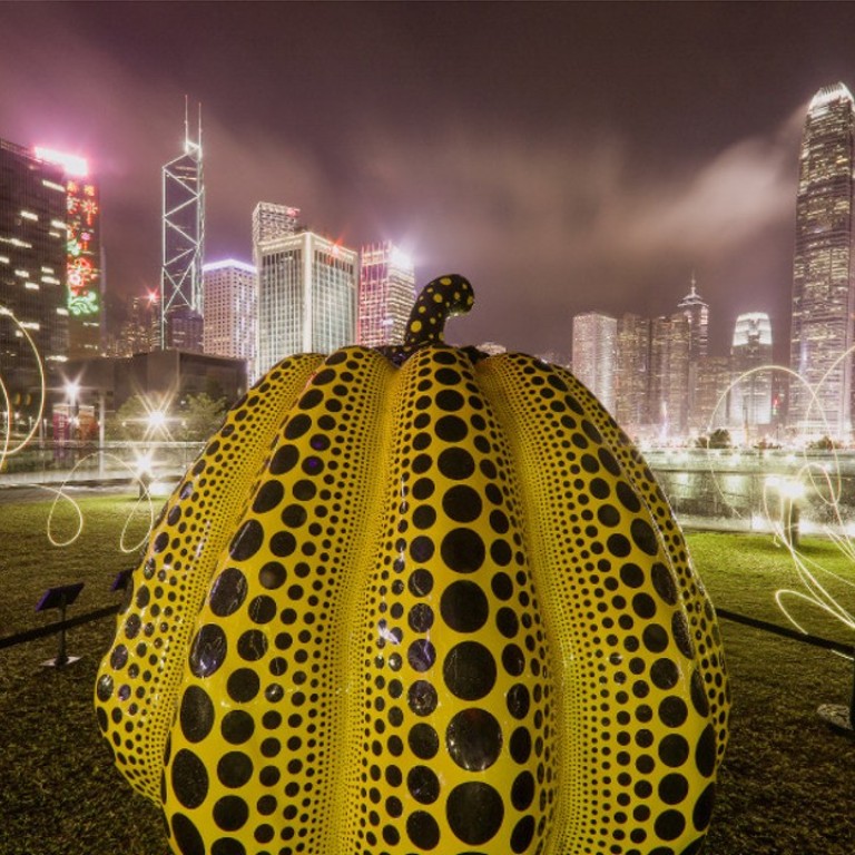 'Pumpkin: big', by artist Yayoi Kusama, exhibited at the Harbour Arts Sculpture Park at the Central and Western District Promenade and Wan Chai. Photo: Sam Tsang