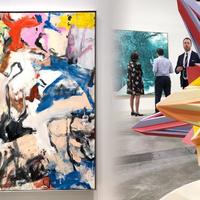 A collage of the artworks on display at the Lévy Gorvy booth. Photo: Kwokwang Chow