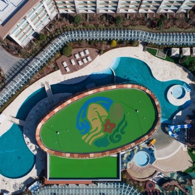 Landing’s Marriott resort is one of four international hotel chain properties at the Jeju Shinhwa World resort, on Jeju, South Korea. Photo: Bloomberg