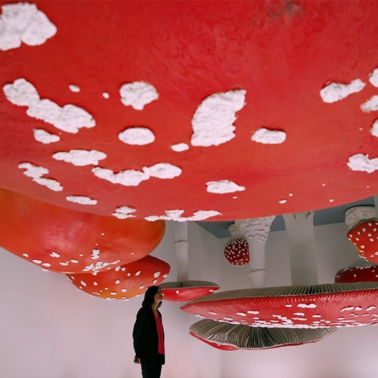 The ‘Upside Down Mushroom Room’ by Carsten Holler – on show as part of Milan Design Week – in the Prada Foundation’s tower built by Dutch architect Rem Koolhaas. Photo: AP