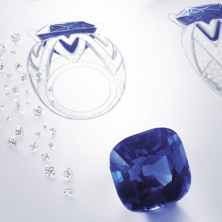 The making of Piaget Blue Ring 18ct white gold ring set with a 53.45ct cushion-shaped blue sapphire from Burma and brilliant-cut diamonds. Photo: Eric Sauvage