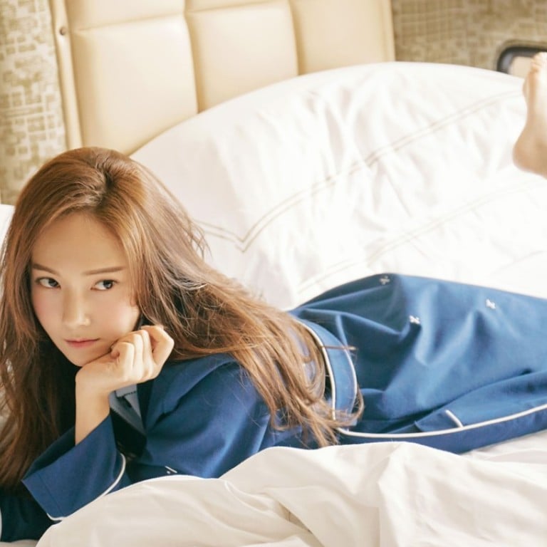 Jessica Jung has designed a blue loungewear set with clean lines for The Landmark Mandarin Oriental in Hong Kong.