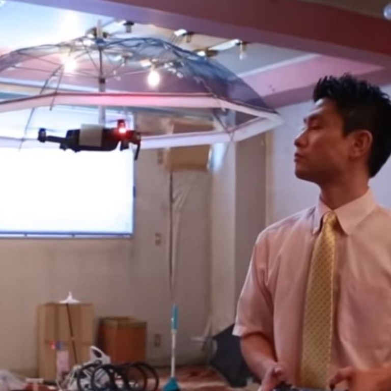Umbrella revolution Japanese tech firm is using drones to build a