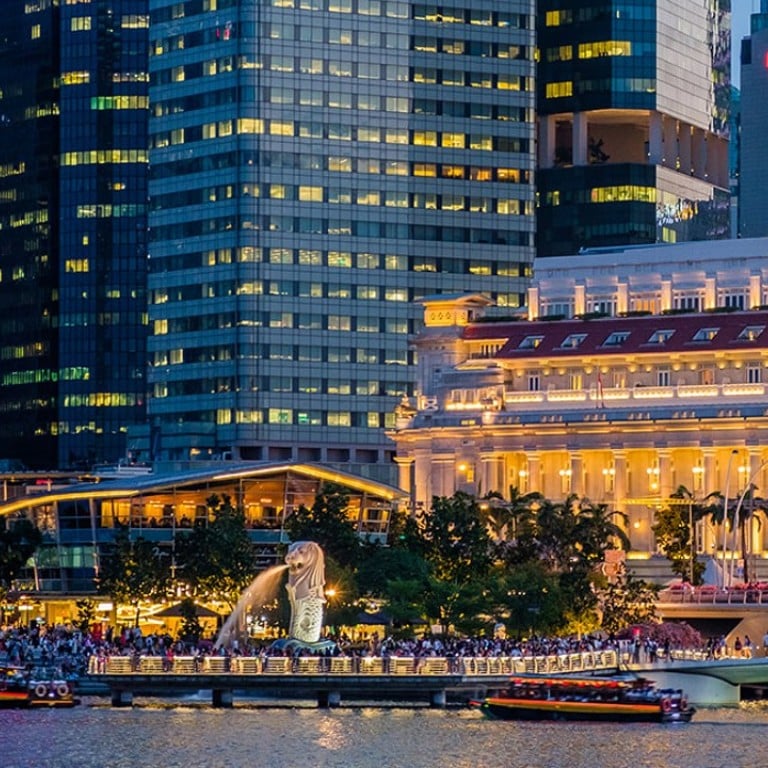 The Fullerton Hotel, Singapore is a grand neoclassical building near the mouth of Singapore River.