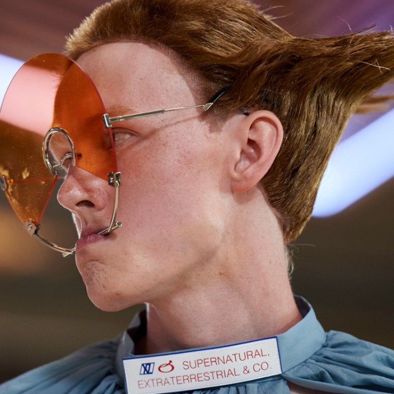 A model presents a creation by Chinese designer Xander Zhou at the spring/summer 2019 London Men’s Fashion Week on Sunday. Photo: AFP