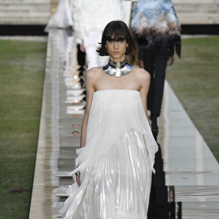 Draped dresses are an important part of Givenchy’s Haute Couture collection show in Paris. Photo: Xinhua
