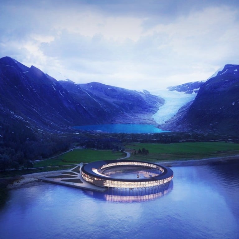 The stunning ring-shaped hotel, Svart, which is situated on Norway’s Svartisen glacier, just above the Arctic Circle, will be the world’s first energy positive hotel when it opens in 2021.