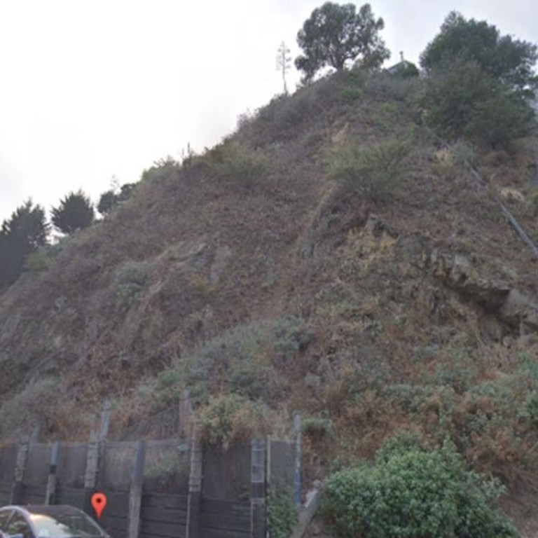 The rock in San Francisco’s Telegraph Hill has served as a quarry, providing material for municipal establishments such as City Hall and the Waterfront. Photo: Google Street View