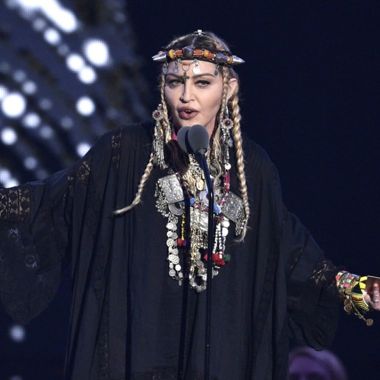 Madonna pays her R-E-S-P-E-C-Ts to Queen of Soul Aretha Franklin, who died on August 16, at the 2018 MTV Video Music Awards on August 20. Photo: Chris Pizzello/Invision/AP