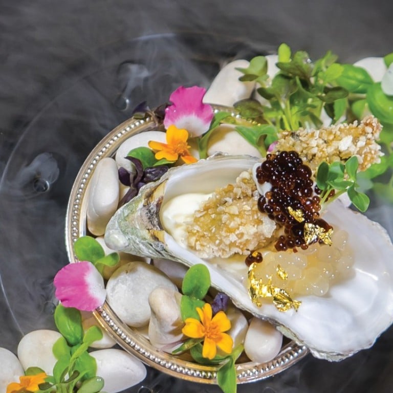 Goa Gillardeau oyster, toddy vinegar and cashew fenny caviar served at The Golden Peacock – one of three Sands Resorts Macao restaurants to a create special tasting menu after winning Dianping’s Black Pearl awards.