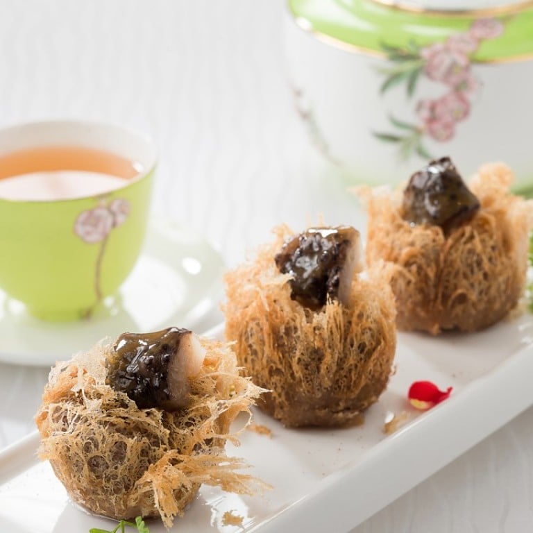 Deep-fried sesame and purple sweet potato ball stuffed with taro from Dynasty 8.