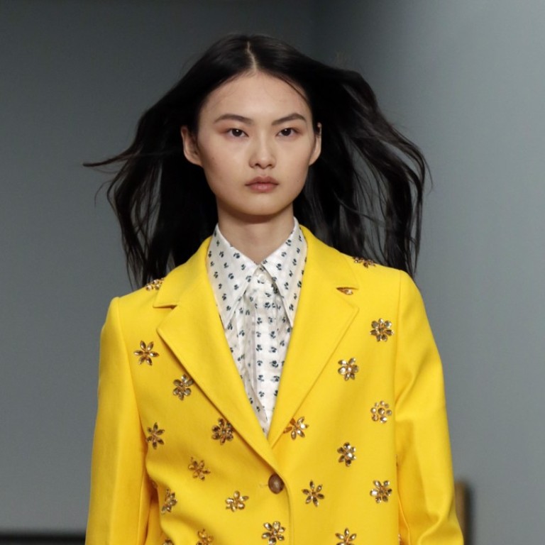 A model presents one of the spring-summer 2019 collection creations by Wes Gordon, the new creative director of Carolina Herrera, during a show at New York Fashion Week on Monday. Photo: AP/Richard Drew