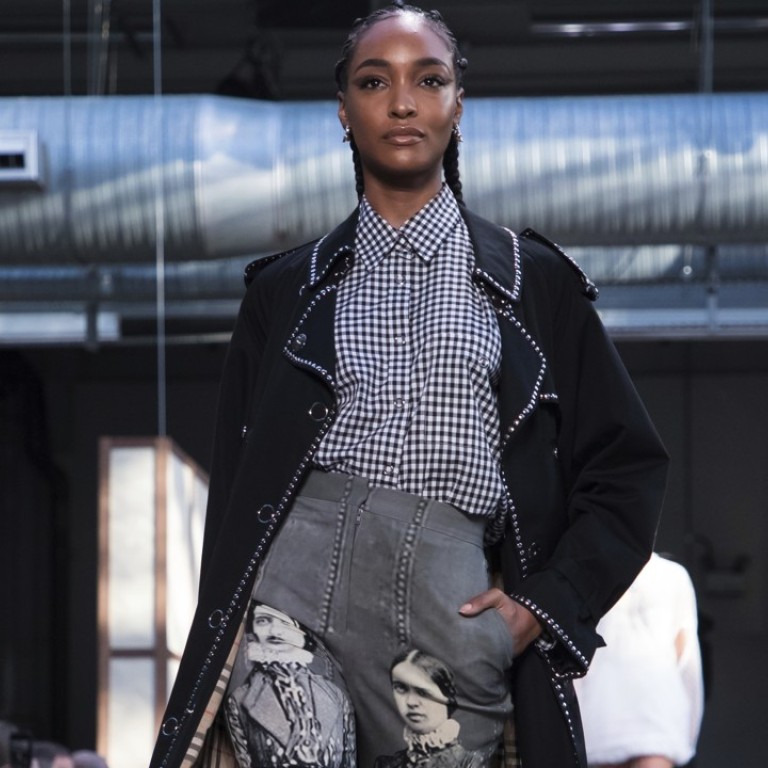Model Jourdan Dunn wears a creation from Burberry’s spring-summer 2019 collection show, featuring edgier, luxury designs at London Fashion Week on Monday. Photo: Invision/AP