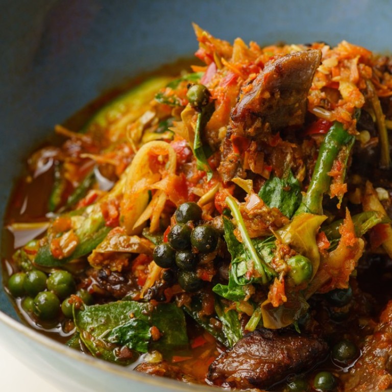 Jungle curry of salt beef. The writer’s favourite Thompson dishes are definitely his curries, where he achieves a perfect balance of flavours.
