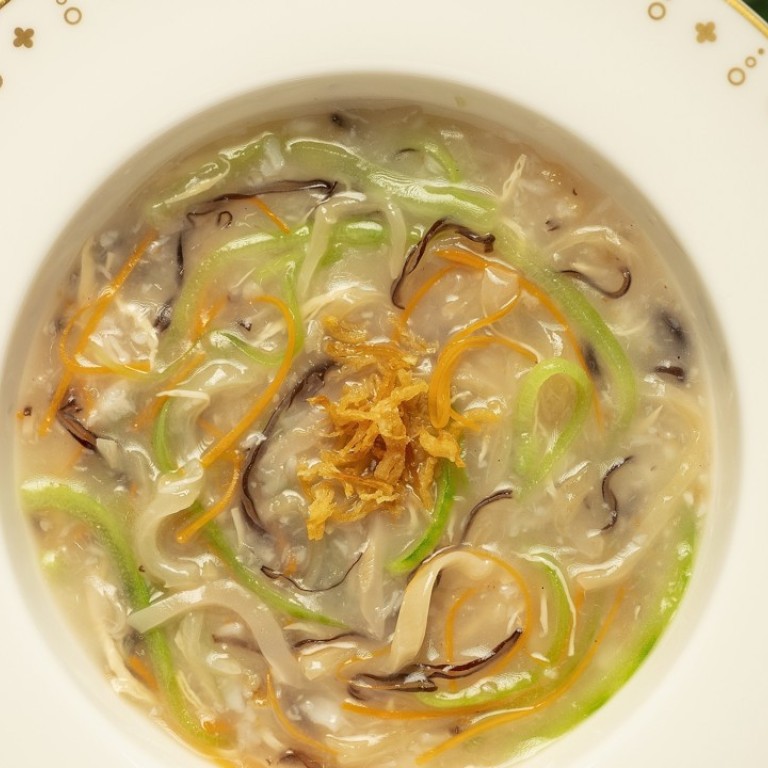 The braised fish broth with fish maw and vegetables at Wing Lei Palace in Macau.