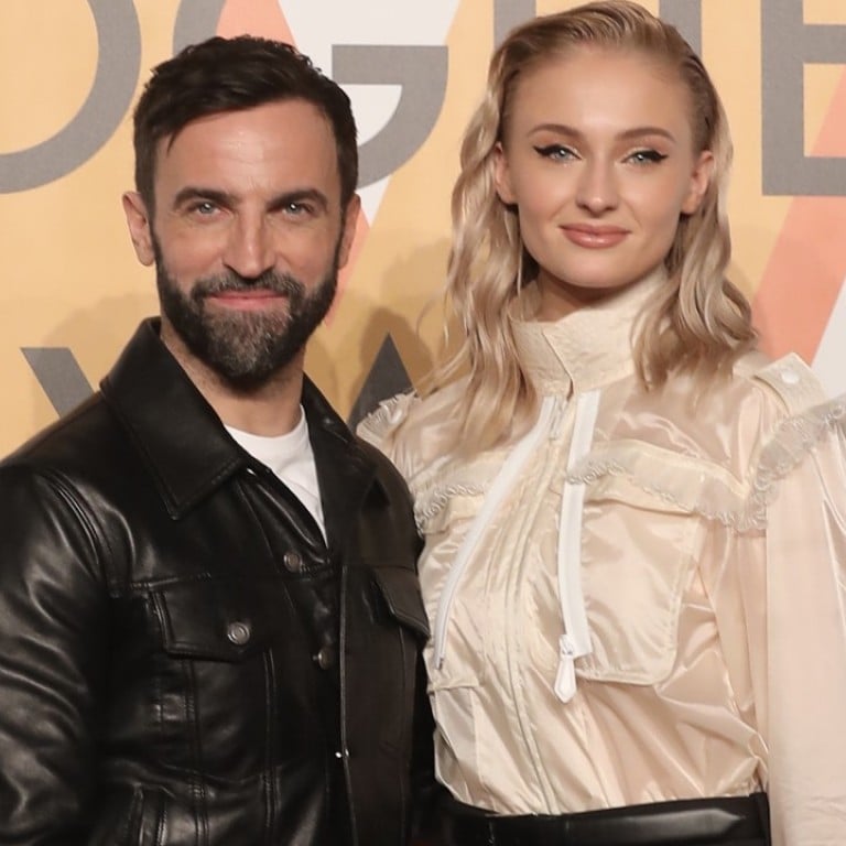 Nicolas Ghesquière and Sophie Turner at Louis Vuitton’s ‘Volez, Voguez, Voyagez’ exhibition in Shanghai.