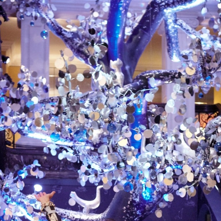 The Christmas tree, titled ‘The Tree of Love’, created by fashion designer Diane von Furstenberg, for the lobby of Claridge’s the five-star Mayfair hotel, in London.