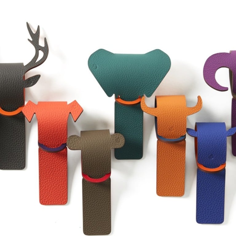 A collection of leather Hermès baggage tags – created from discarded materials by artisans at the petit h workshop in Paris – which form part of the exhibition and tour at the Hermès store in Landmark Prince’s, Hong Kong, from November 17. Photo: Hermès