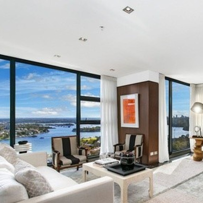 The living room of the Sydney penthouse flat, which Zhang Zetian, wife of the JD.com founder Richard Liu, has sold for US$16 million. Photo: Douban.com