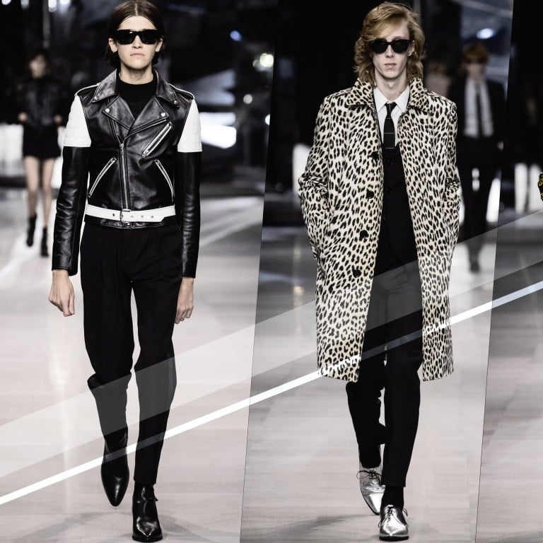 Black and white designs, aimed at young teenage consumers, dominate the clothes featured in Hedi Slimane’s Celine menswear spring/summer 2019 collection