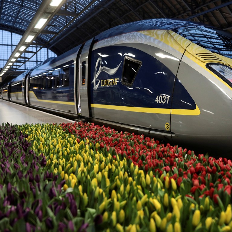 A Eurostar train at St Pancras station in London. Passengers travelling in the Business Premier cabin are treated to express check-in, complimentary drinks and fine dining on board. Photo: Reuters / Simon Dawson / File Photo