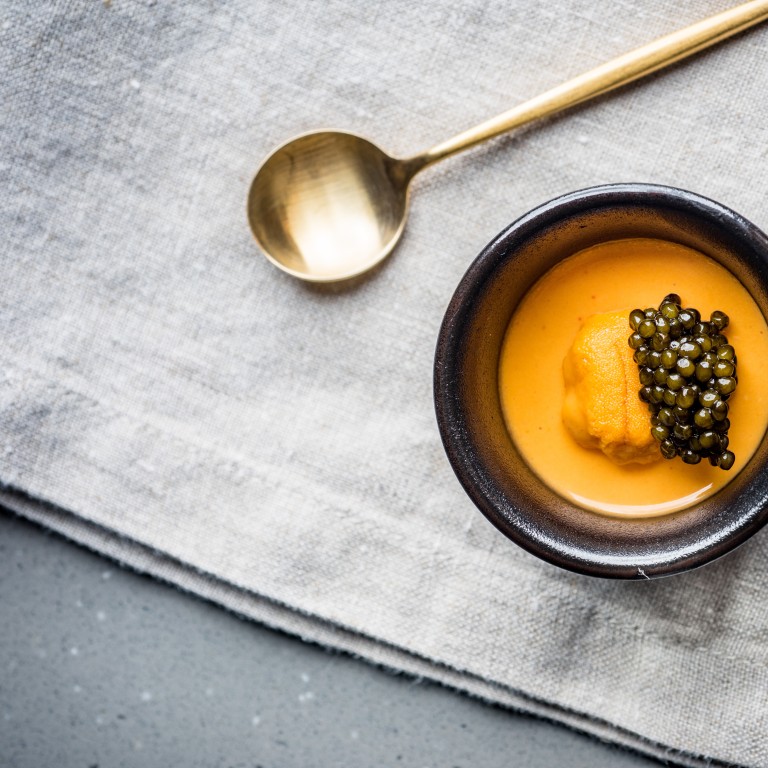 Sea-urchin custard with Aulis Hong Kong’s house-made caviar, one of the many spectacular dishes at the newly-opened restaurant.