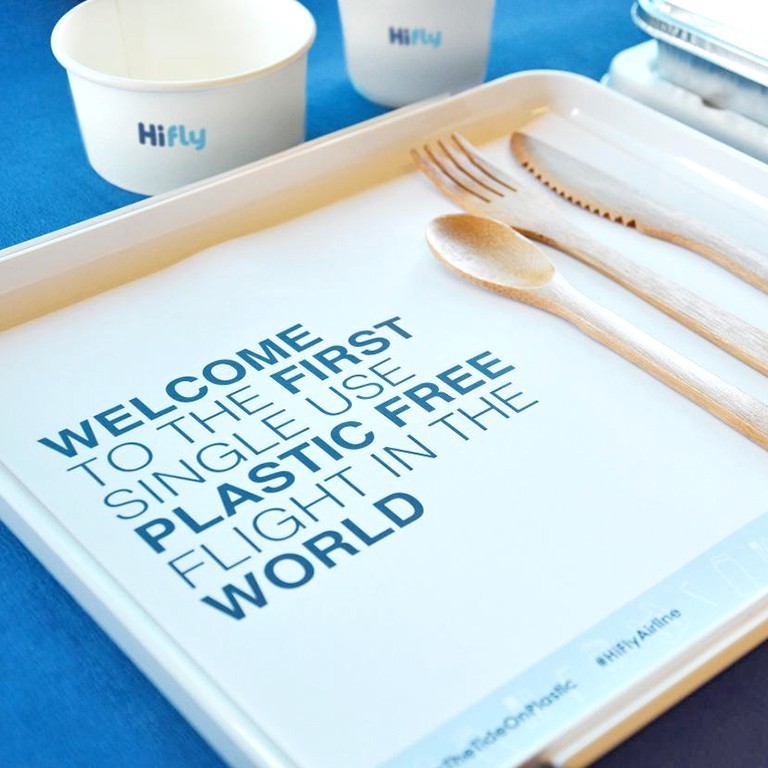 Portuguese charter airline Hi Fly aims to make its entire fleet plastic-free by the end of 2019 after becoming the first operator to ditch single-use plastics on board flights.