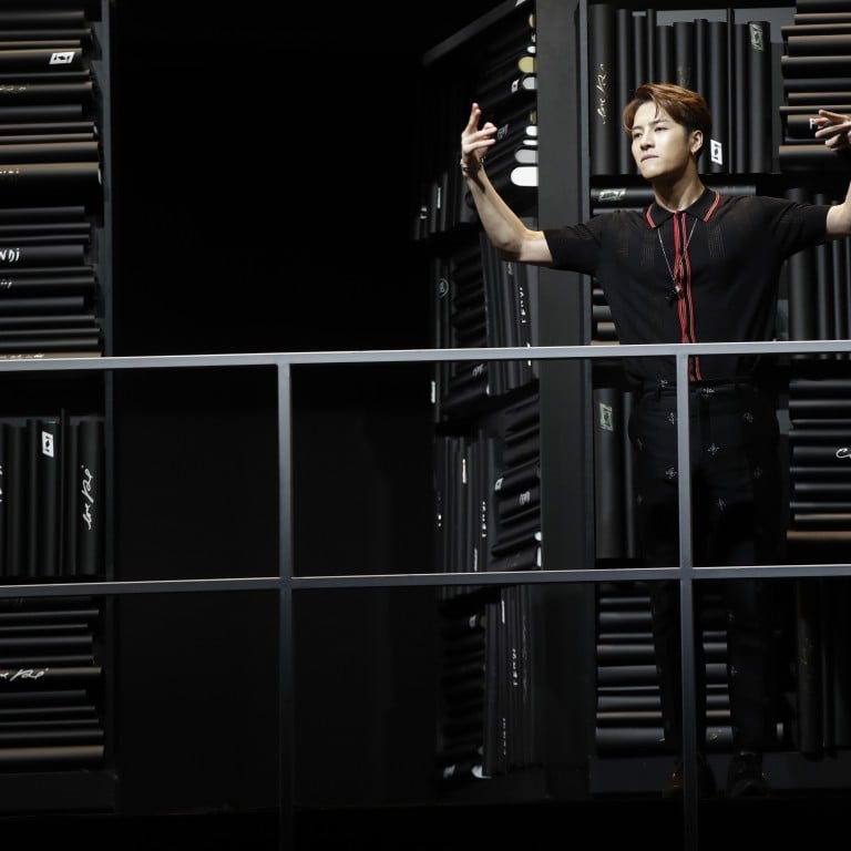 Chinese star Jackson Wang at the close of Fendi Men’s fall/winter 2019-20 collection, presented in Milan, Italy on January 14. Photo: AP