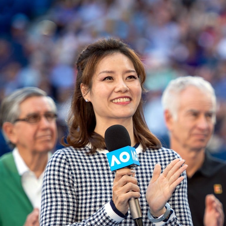 Former Chinese tennis player Li Na stands in the Rod Laver Arena in Melbourne – currently hosting the Australian Open – during Tuesday’s ceremony to celebrate being elected into the International Hall of Fame.