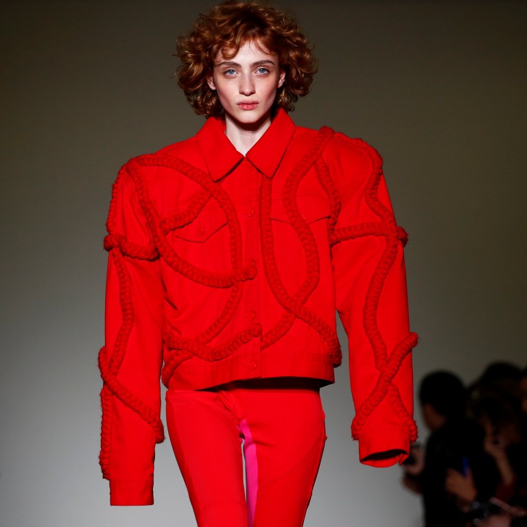 A model presents a creation during the Annakiki show at Milan Fashion Week in Italy. Photo: Reuters