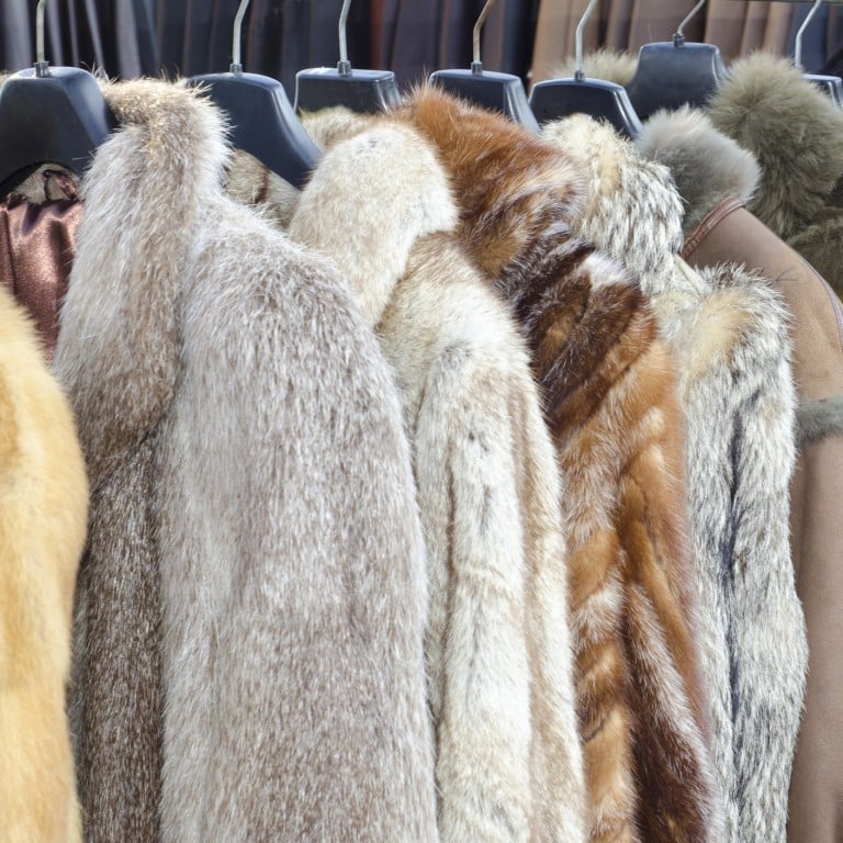 Coats made of animal fur line a store. Regrettably, you cannot always rely on the information on the tag cannot being accurate.