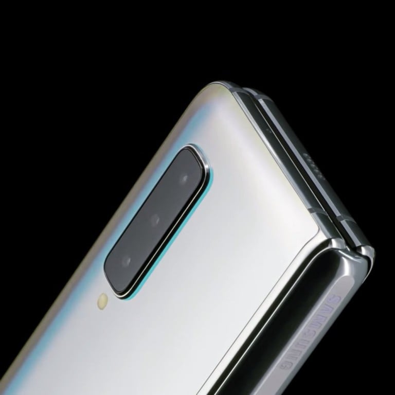 Samsung's new Galaxy Fold smartphone features a 4.6-inch screen when folded (above), which opens out into a 7.3-inch tablet. Photo: Samsung/YouTube