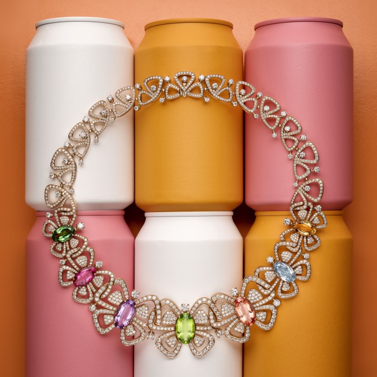 Bulgari’s ‘Butterflies’ necklace, influenced by Andy Warhol’s illustrations from the 1950s, forms part of its new Wild Pop jewellery collection. Photo: Bulgari