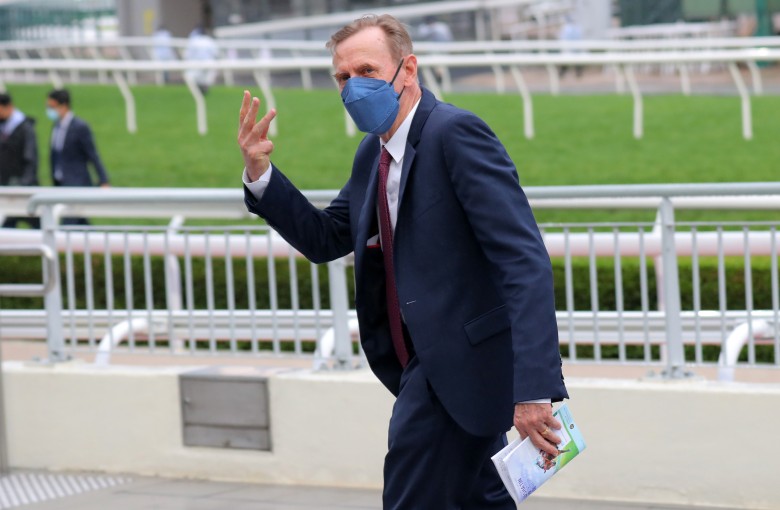 Trainer John Size celebrates a big haul recently. Photos: Kenneth Chan